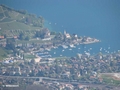 Blick auf Spiez mit Schloß und Marina